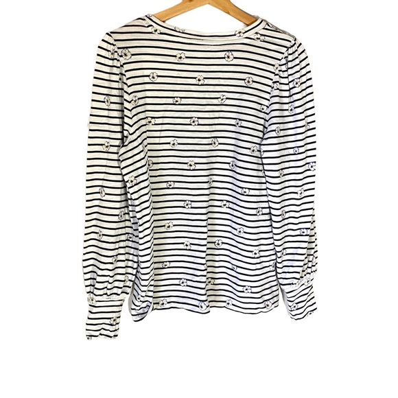 Ann Taylor LOFT Long-Sleeve Striped/Floral 100% Cotton Tee - Picture 2 of 4
